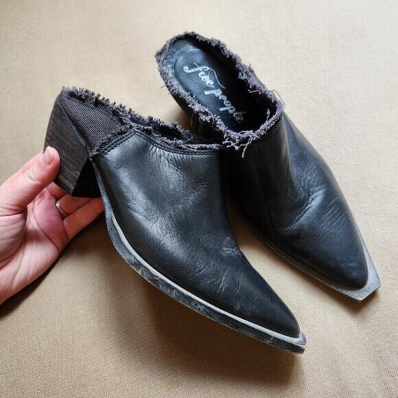 Free People Shoes - FREE PEOPLE Black Clog Fringe Boots